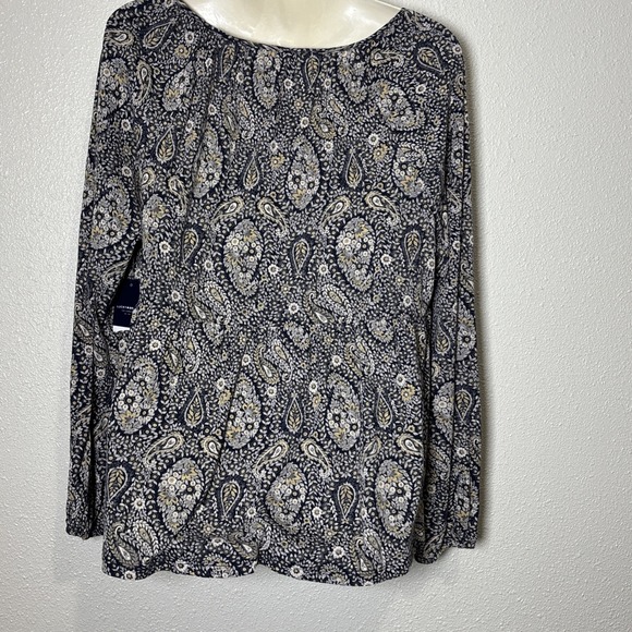 Lucky Brand Paisley Smocked long sleeve top Size Large  Boho, Multicolor Indie - Picture 3 of 10